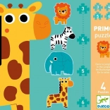 DJECO Puzzle Dschungel 4-in-1 für Kinder (3–6 Teile)
