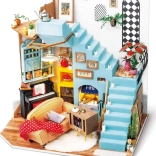 Rolife Miniatur-Häuschen Wohnzimmer – DIY-Bausatz mit LED-Beleuchtung