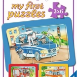 Mein erstes Puzzle – Einsatzfahrzeuge mit Tieren am Steuer 3×6 Teile RAVENSBURGER