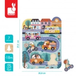 Janod - Holzpuzzle In der Stadt, 6 Teile, 18 Monate +