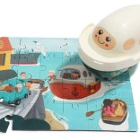 Top Bright Holzpuzzle mit Spielzeug-Schiff, 24 Teile