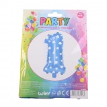 Ballon Zahl 1 blau mit Sternchen