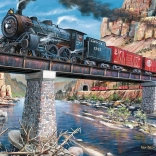 Puzzle Lokomotive auf der Brücke 1000 Teile