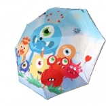 Fröhlicher Kinder-Regenschirm Monster mit reflektierendem Rand