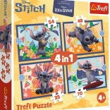 Puzzle 4-in-1 Urlaub auf Hawaii - Disney Stitch Trefl