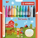 Stabilo Trio Jumbo Filzstift-Set, 12 Farben