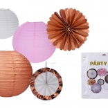 Party-Mix aus Papierdekorationen – Lampions, Pompons und hängende Deko (Set mit 12 Stk.)