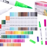 Zweifarbige Filzstifte und Fineliner im Koffer, 100 Farben