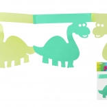 Grüne Papiergirlande mit Dinosauriern 3 m