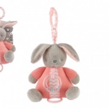 Plüschhäschen mit Aufzieh-Spieluhr und Rassel, rosa (18 × 20 cm)