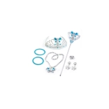 Prinzessinnen-Set mit Krone, Armbändern und Ohrringen – blau