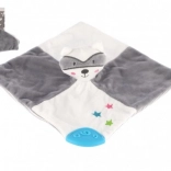 Plüsch-Waschbär Schnuffeltuch mit Rassel 20x20 cm