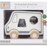 Holz-Nachziehspiel und Formenbox Lastwagen