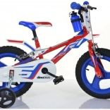 Kinderfahrrad Dino rot-blau-weiß 14 Zoll