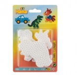 Unterlage für Bügelperlen mit Motiven Auto, Papagei und Dinosaurier