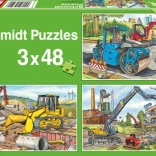 SCHMIDT Puzzle – Auf der Baustelle 3×48 Teile