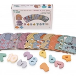 Hölzernes Lernpuzzle Zahlen mit Tieren Montessori