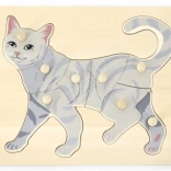 VIGA Montessori Holzpuzzle mit Griffknöpfen – Katze