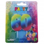 Geburtstagskerze Zahl 60 – regenbogenfarben