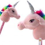 Plusch-Einhornkopf auf Steckenpferd Rosa mit Geräuschen