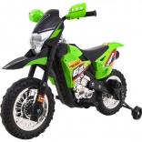 Kinder Elektro-Cross-Motorrad mit Akku – grün, mit Stützrädern und LED-Lichtern