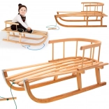 Holzschlitten mit Rückenlehne und Zugseil