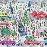 Galison Puzzle – Bauernhof mit Weihnachtsbäumen, 1000 Teile