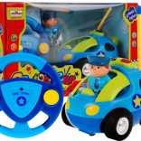 Ferngesteuertes Polizeiauto für Kinder 3+ Lenkrad-Fernsteuerung + Polizistenfigur + Licht- und Soundeffekte
