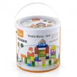 Holz-Baukasten Bauernhof – 50 Bausteine im Eimer