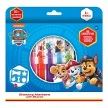 Blasfilzstifte mit Schablone PAW PATROL, 10 Stk., Schachtel 20 × 19 cm