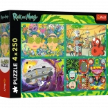 Puzzle 4x250 Verrückte Welt von Rick und Morty von Trefl