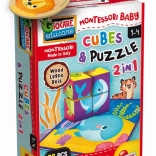 Montessori Holzklötze und Puzzle mit Tieren