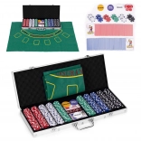 Poker-und-Blackjack-Set – 500 Chips, 2 Kartendecks, Würfel, Spielmatte, abschließbarer Koffer