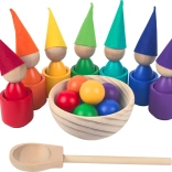 Regenbogen-Püppchen mit Kugeln – Montessori-Holzspielzeug in 7 Farben