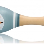 Blaue Holz-Rumba-Kugel mit Fuchs