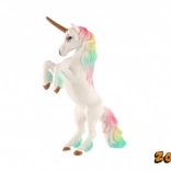 Weißes Einhorn mit Regenbogenmähne, Kunststofffigur 18 cm