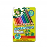 Dreikant-Buntstifte DELTA, 12 Farben, in Metallbox