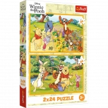 Puzzle 2x24 Disney Winnie Puuh - Ein Tag im Garten