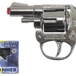 Polizeilicher Metallrevolver mit Zündplättchen, silbern (8 Schuss)