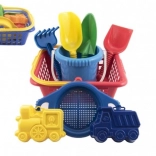Kindersandspielset mit Korb, Eimer und Sandförmchen
