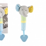 Plüschelefant mit Quietsche und Beißring, 23 cm