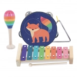 Set aus Kinder-Musikinstrumenten mit Tier- und Regenbogenmotiven
