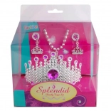 Set für kleine Prinzessinnen – rosa Krone, Halskette und Ohrringe