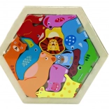 Buntes Holzpuzzle mit Tieren – 12 Teile