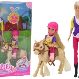Set Puppe Anlily mit Kind und Pony Reitstall