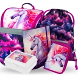 Baagl Schulset Zippy Einhorn Königreich – Schultasche, Federmäppchen, Turnbeutel, Mappen und Brotdose