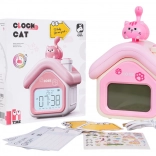 Kinderwecker Katzenhaus mit Nachtlicht und Display