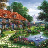 Puzzle Garten mit Schwänen 1500 Teile ART PUZZLE