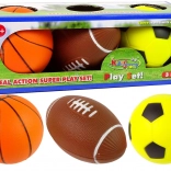 Set aus weichen Sportbällen 3-in-1 – Fußball, Basketball und Baseball