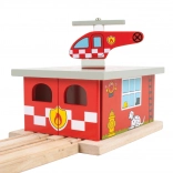 Bigjigs Rail Holz-Feuerwache mit Heliport